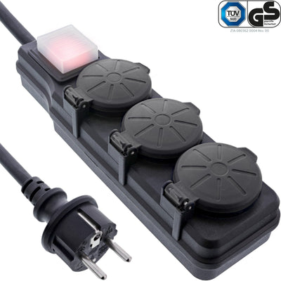 Inline® Outdoor Power Strip, 3 Port Type F German, IP44, With Power-switch, 10M — image 1