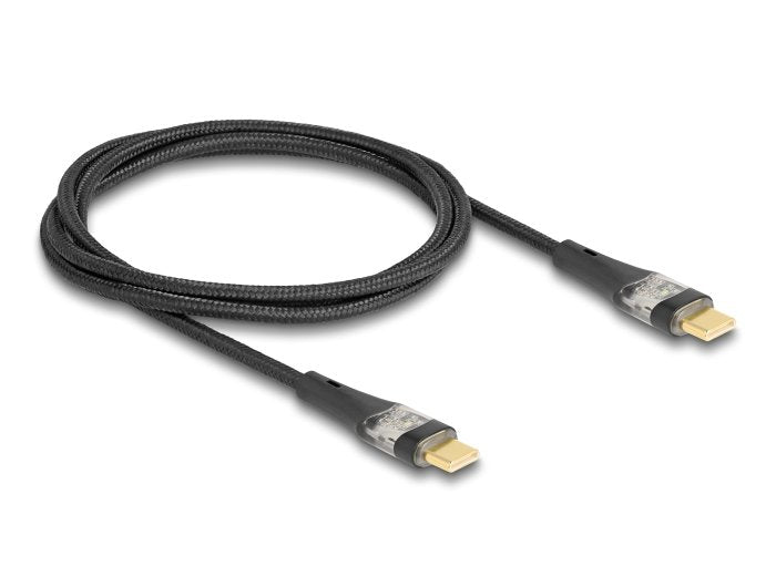 Delock 80763 USB Cable 2.0 Datos And Charging Fast USB Type-c™ Male a Male Transparent PD 3.0 100W 1M