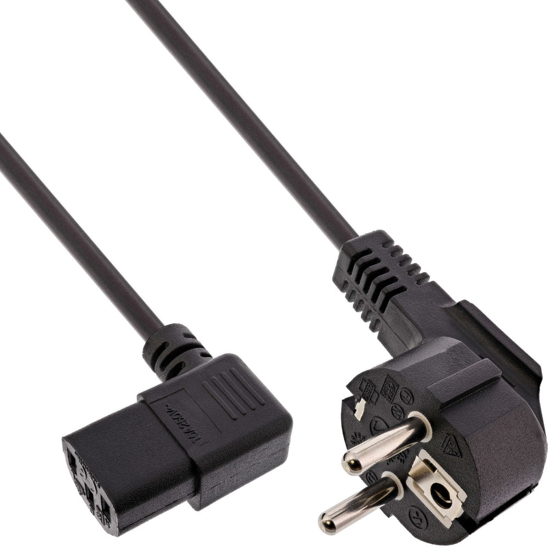 Inline Cable Power , Schutzkontakt Ángulo a C13 Ángulo Izquierdo, Black 3M