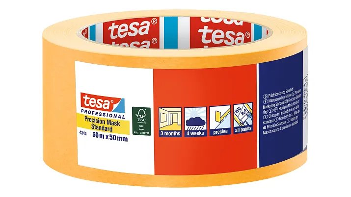 Tesa Professional 4344 50M Tape Pintor Multiusos Apto Uso Indoor Adecuado Uso Exteriores Paper Orange