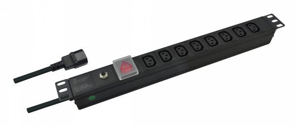 Helos 19 Power Strip Professional, 8 Sockets C13, Black 2,0M