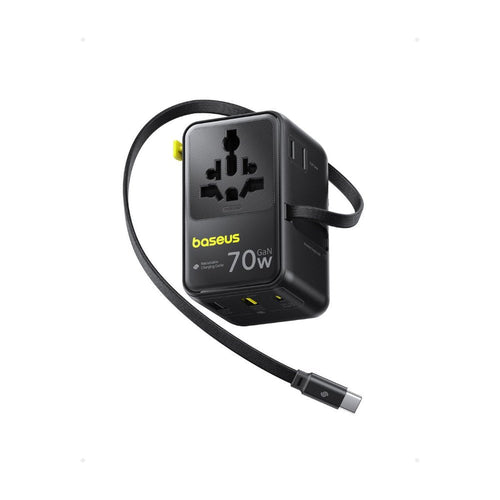 Baseus Enercore CG11 Charger Retractable 2AC + 2U + 70W, Black — image 1