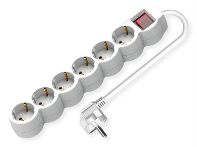 Value 6-VÍAS Power Strip Plugs With Switch Runde Sockets White 1,5M — image 1