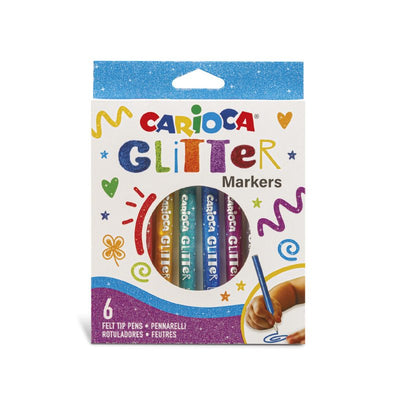 Carioca Glitter Box 6 Markers - Punta Ø 1MM - Ink Liquida a Base Water - Punta High Quality - Efecto — image 1