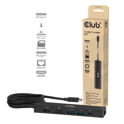 CLUB3D USB-C 7IN1-HUB HDMI/2x USB/USB-C/LAN 4K60HZ PD140W Retail — image 1