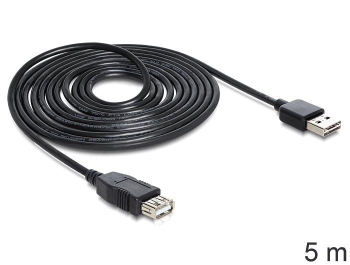 Delock Cable Easy-USB 2.0 Tipo-a - Alargo M/M 5M Black