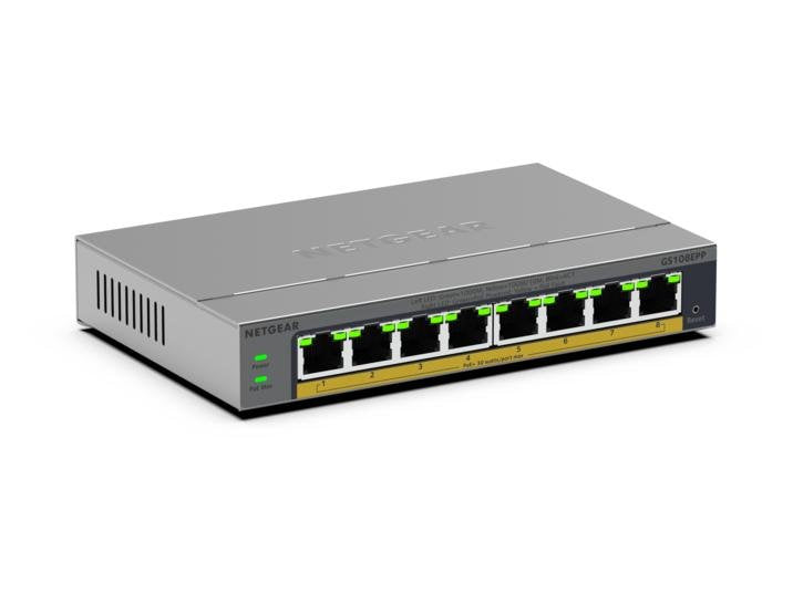 NETGEAR GS108EPP No Administrado Gigabit Ethernet (10/100/1000) Energía Sobre Ethernet (PoE) Assembly Wall/Des