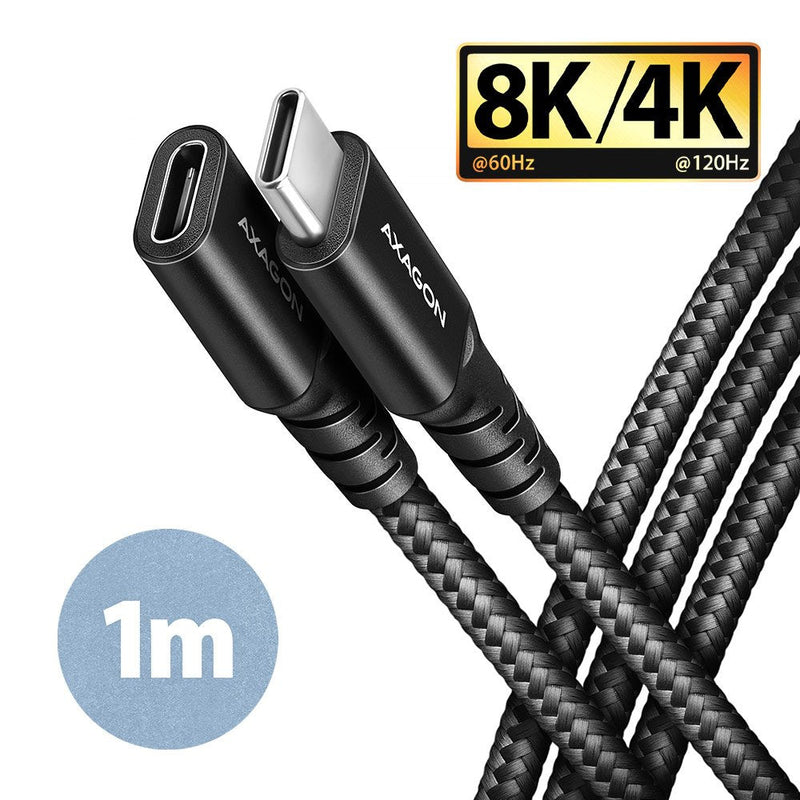 Axagon Cable Extensión HCM32-CF10AB, USB-C a USB-C 3.2 Gen 2, 1M, 20Gbps - Aluminium