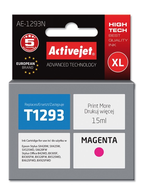 Activejet Ink AE-1293N (reemplazo Epson T1293 - Supreme - 15ML - Magenta