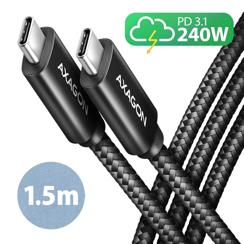 Axagon Cable USB-C To USB-C 1.5M 240W/Braid Blk BUCM2-CM15AB