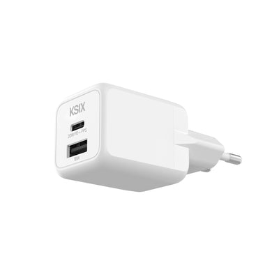 Ksix BCD20GANACB White Charger Network Eléctrica 1 X USB-C + 1 X USB-A 20W — image 1