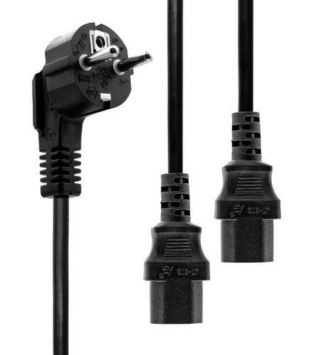 Microconnect PE011318 Cable Transmisión Black 1,8M Plug Type F Acoplador C13 2 X
