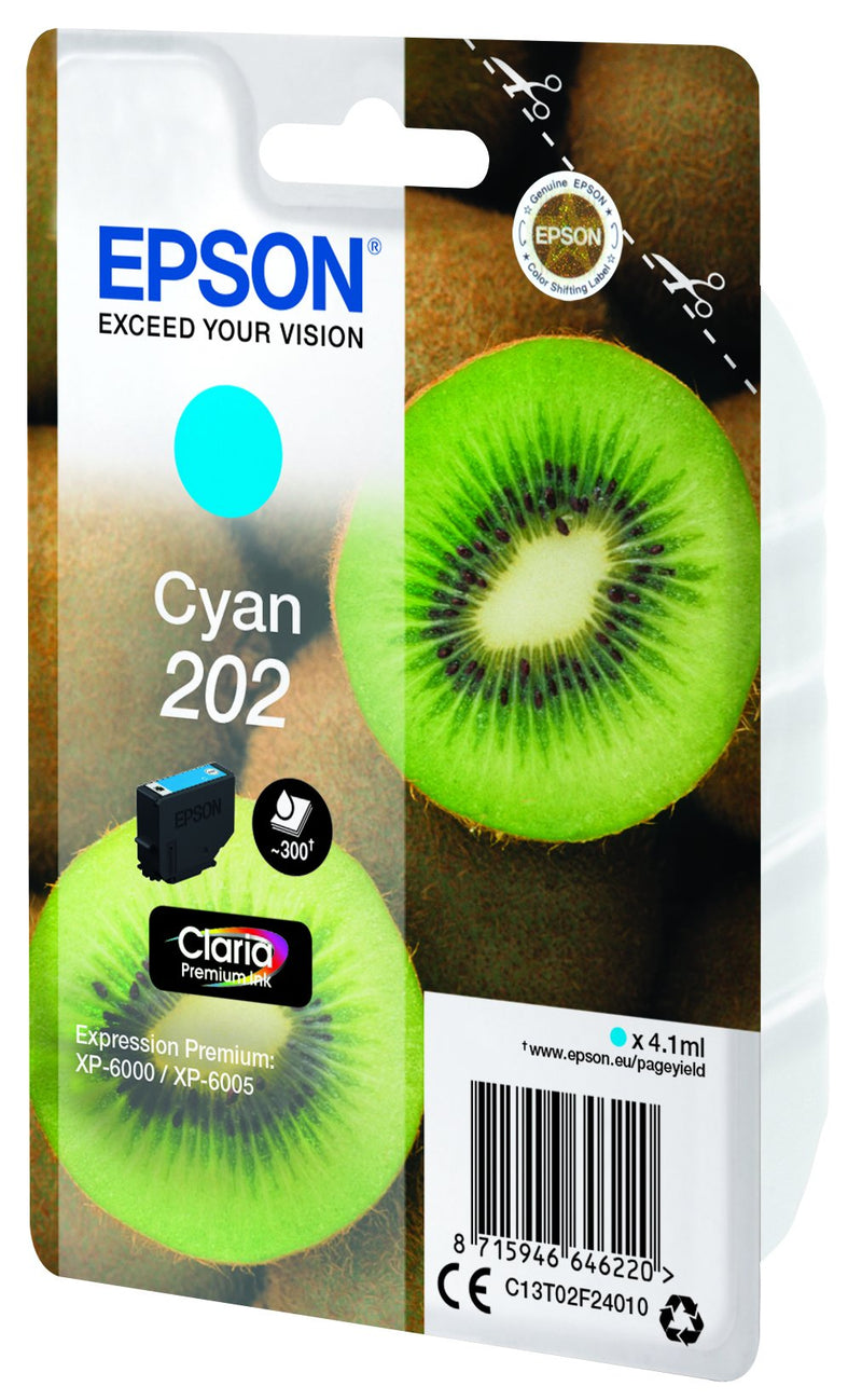 Epson Cartridge Ink C13T02F24010 Singlepack Cyan 202 Claria Premium Ink XP-6000 / XP-6005 / Kiwi