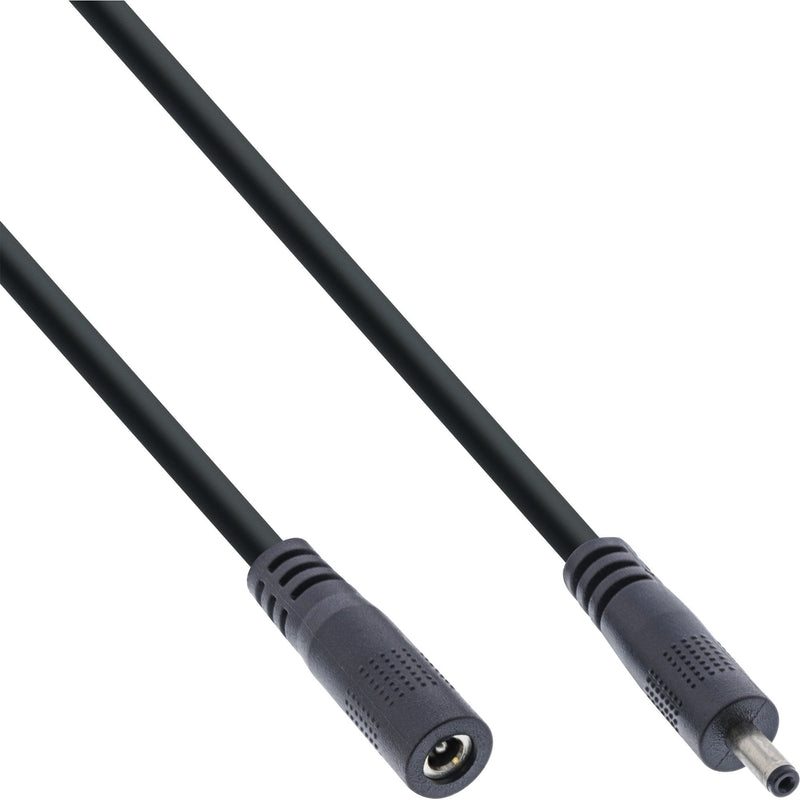 Inline® DC Extensión Cable DC Male/Female 3.5X1.35MM, Awg 18, Black 0.5M