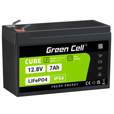 Green Cell LFPGC12V7AH Cube Battery LIFEPO4 7AH 12.8V 89.6WH Litio-hierro-fosfato Fuentes Power Ups, Monitoreo — image 1