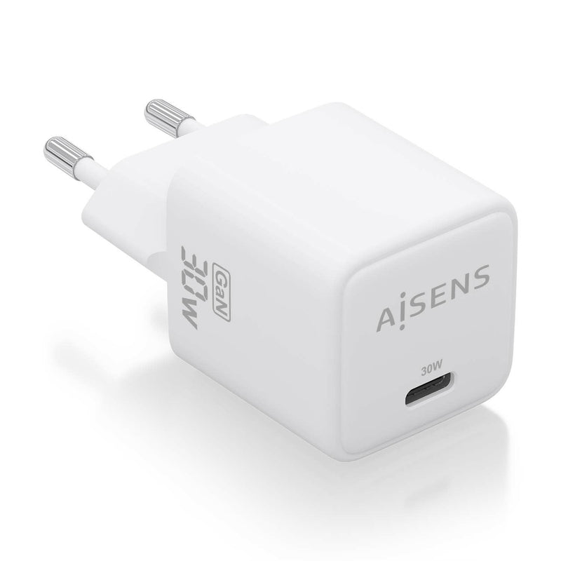 Aisens Charger GaN 30W, 1x USB-C PD 3.0 QC4.0, White