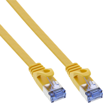 Inline Network Cable Flat , U/FTP, CAT.6A, Yellow 0,5M — image 1