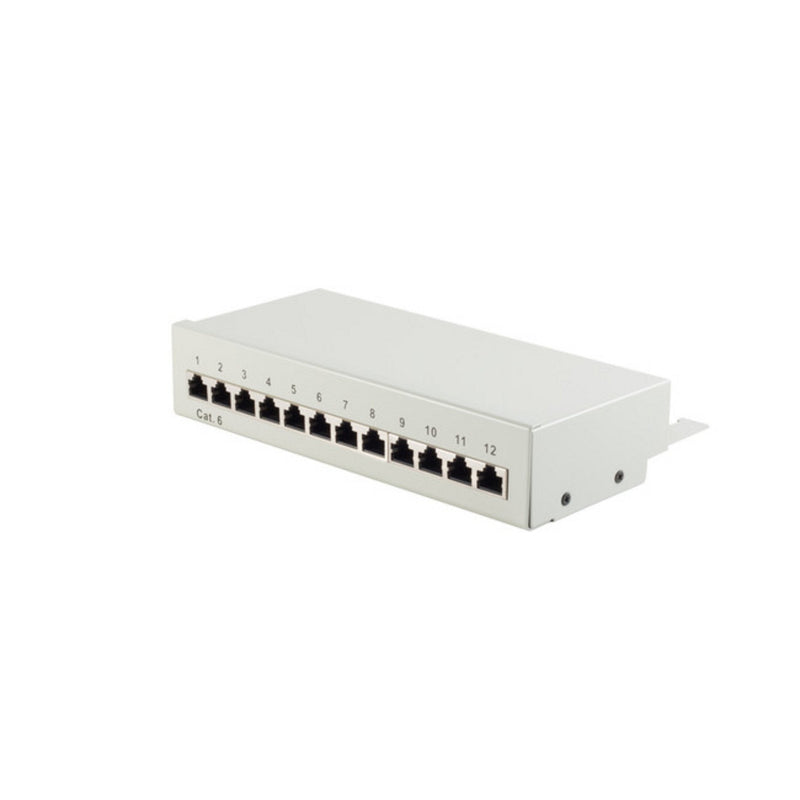 S-impuls DESKTOP-RJ45-PATCHPANEL, 12-PORT, CAT.6 STP, Grey