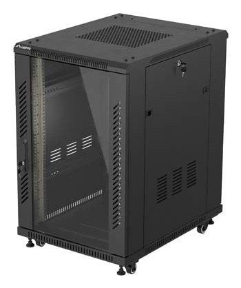 Lanberg Rack Cabinet 19 Free Standing 18U 600X800 Flat Pack With Glass Door Black