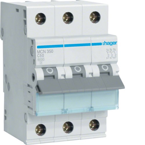 Hager Switch Magnetotérmico MCN350 3POLOS 6KA C-50A 3M