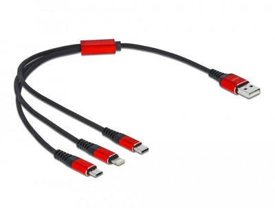 Delock Cable Charging USB 3 1 Type a Lightning ™ / 2 X USB Type-c ™ 0.30M — image 1