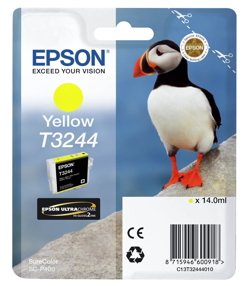 Epson Genuine Ink T3244, Yellow 14ML, Puffin, Surecolor SC-P400