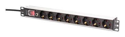 Pdu Aluminium 1U, Assembly Bastidor, 7X Security + 1X Output 16A, 4000W, 250VAC 50/60HZ, Protection Contra Sob — image 1