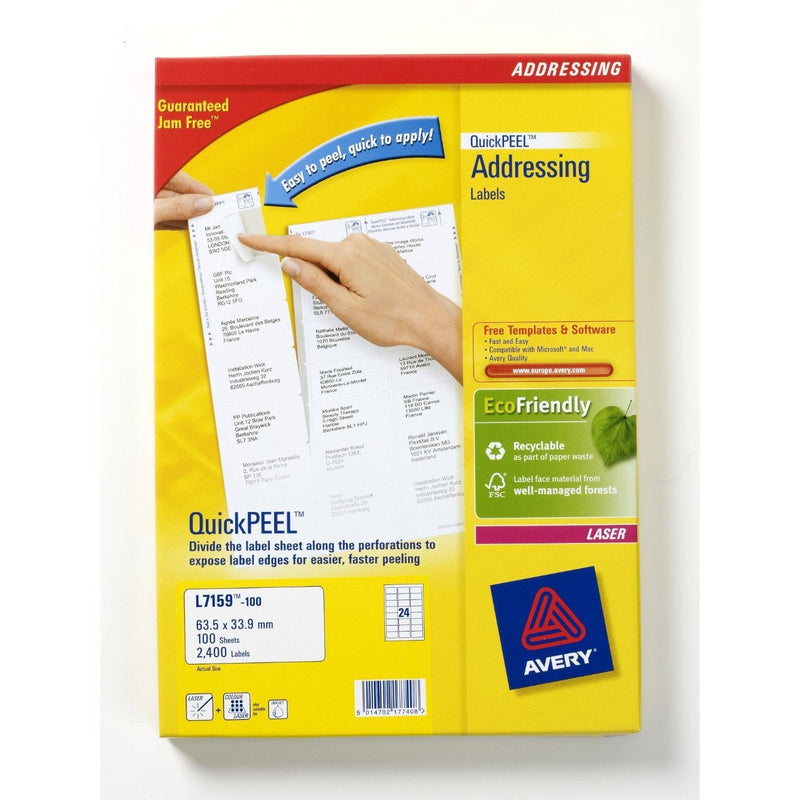 Avery Zweckform Labels L7159-100 White 63,5 X 33,9MM