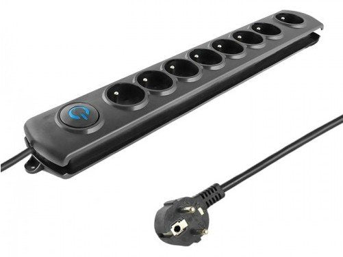 Qoltec 50113 Protector Contra Sobretensiones 8 Plugs 1,8M Black