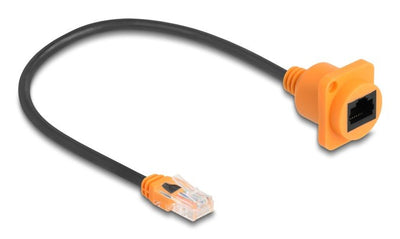 Delock D Type RJ45 Cable Connector Male a Female CAT.5E UTP Orange Black 30CM — image 1