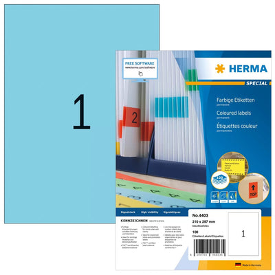 Herma Labels A4 Blue 210X297 Mm Paper Matte 100 St. — image 1