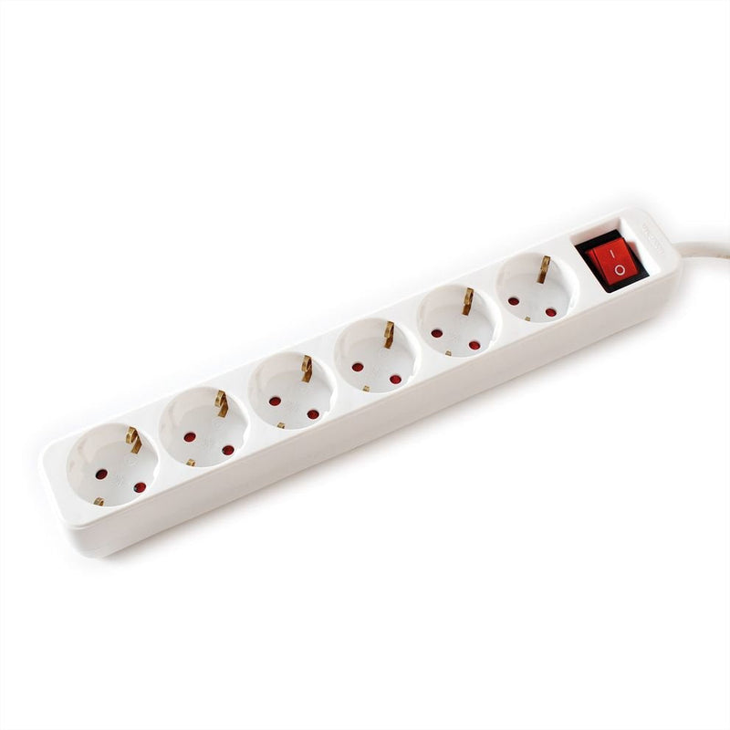 Value Power Strip 6 Sockets With Switch White 1,5M.