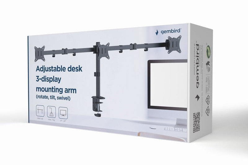 Gembird MA-D3-01 Ajustable Escritorio 3-PANTALLA Mounting Arm 17-27 Hasta 7KG
