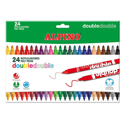 Alpino Pack 24 Markers Double Punta - Box 20 + 4 - Pinta Thick Or Thin With Mismo Marker - Superbrillantes And — image 1