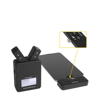 W108 Mini 2.4 GHz Lavalier Wireless Microphone Lapel Clip With Type C Plug Lighting For Phone Laptop Voice Recording