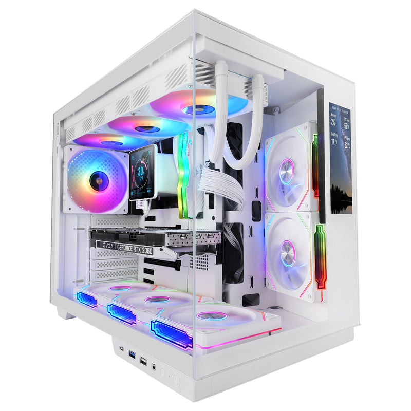 Mars Gaming Box ATX Cube Mcmirage White Glass Continuo LCD GPU 400MM 1X3.5 2X2.5