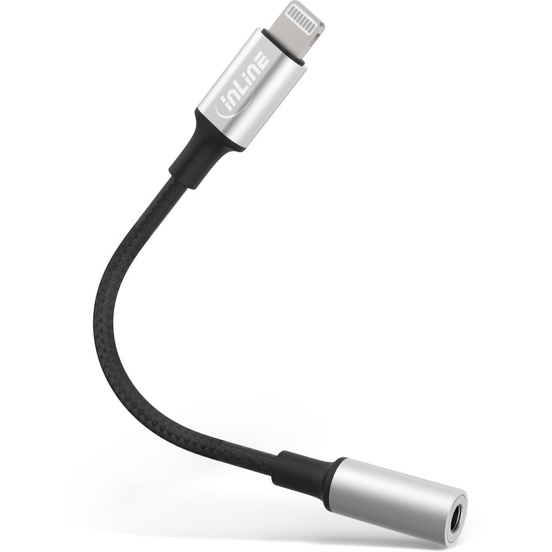 Inline Adapter Audio Lightning , Ipad, Iphone, Ipod, Silver/Black 0,1M With Certificación Mfi