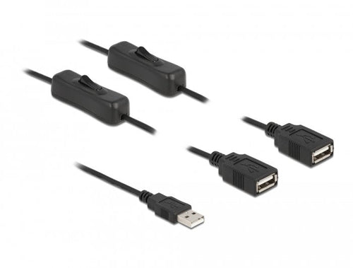 Delock USB Cable Type a Connector Male a 2 X USB Type a Connector Female With Switch 1M — image 1