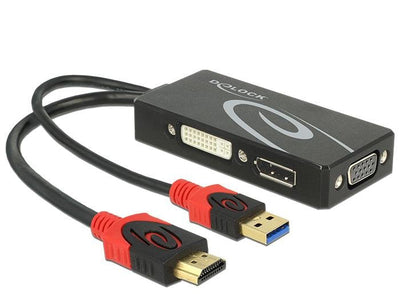 Delock Adapter 3EN1 HDMI a DVI + VGA + DisplayPort M/H 4K Black 62959 — image 1