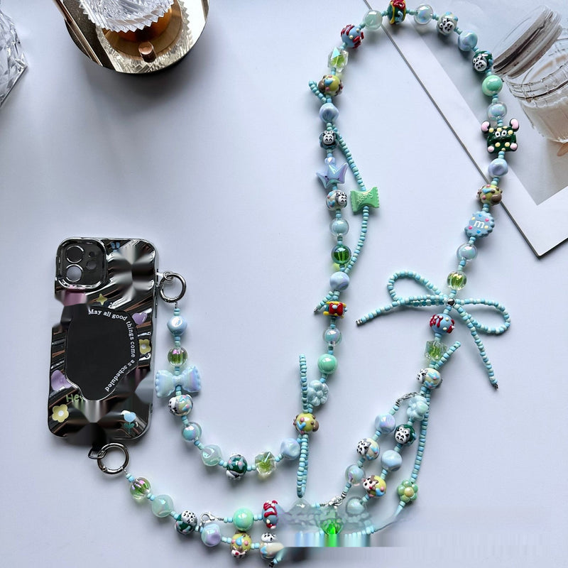 Painted Beads Phone Crossbody Chain