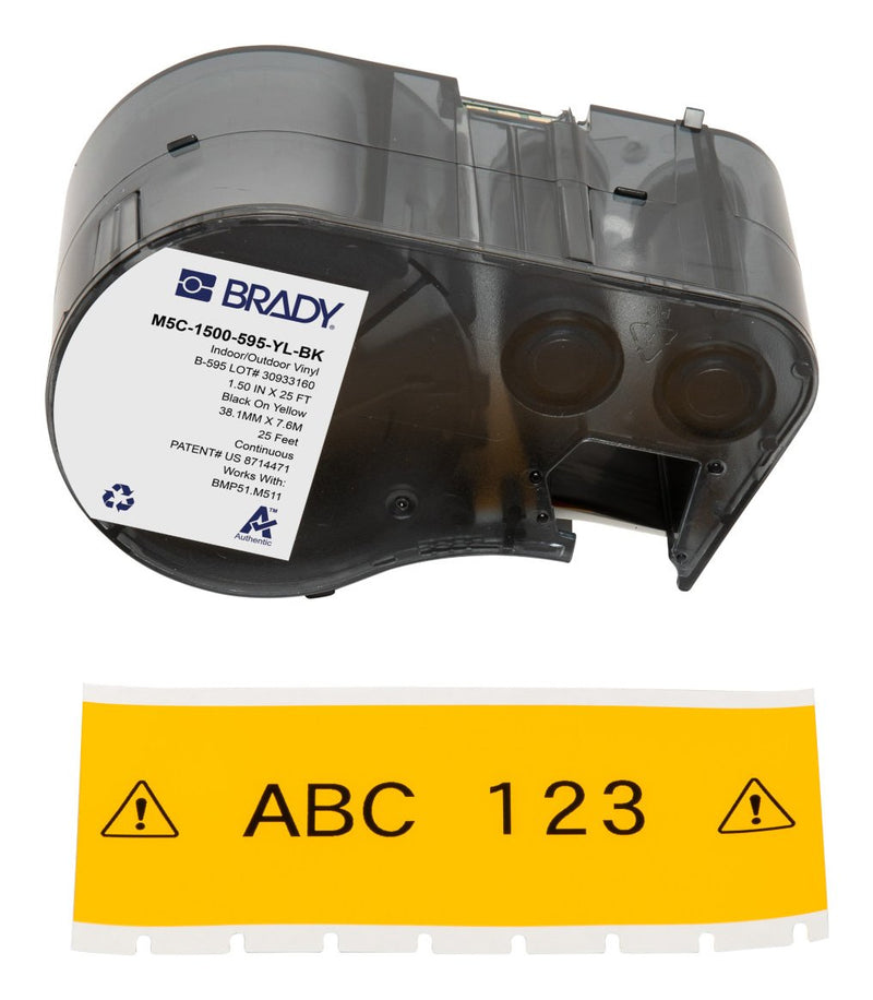 Brady M5C-1500-595-YL-BK Tape Labels Genuine Vinilo - Texto Black Sobre Fondo Yellow - Wide 38,10MM X 7,62M