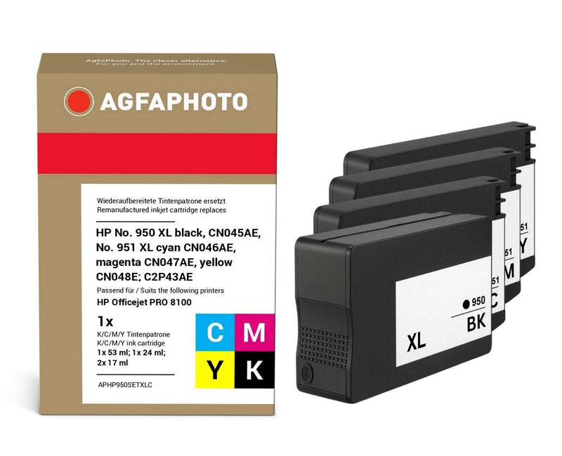 Agfaphoto APHP950SETXLC Ink Cartridge 2 Pieces Black Cyan Magenta Yellow