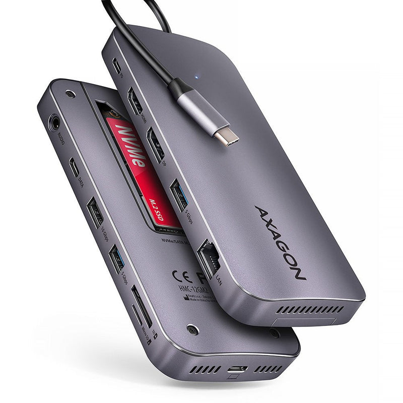 Axagon Hub HMC-12GM2 Base Laptop And Replicador Ports Alámbrico Rog Xg Mobile + USB Type-c Grey