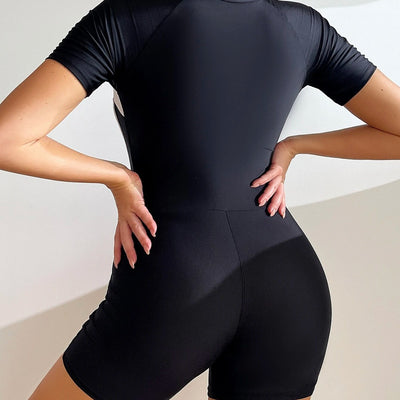 Womens Modest Zip-up One-piece Swimsuit