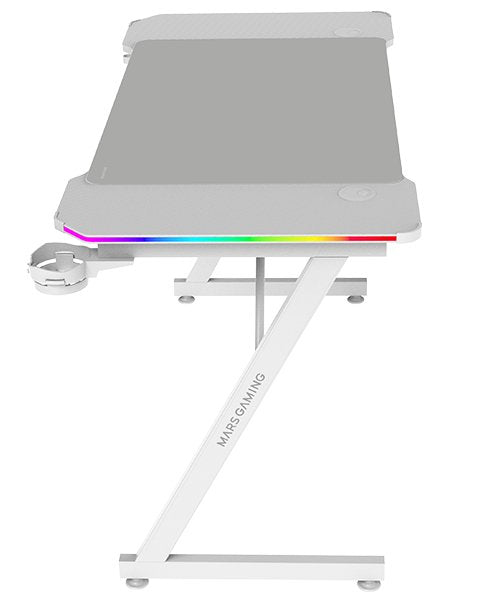 Mars Gaming Desk Gaming MGD-X120 RGB White 120X60/ Mouse Pad XXL/ Stands Externos Bebidas And Headphones/ Gest