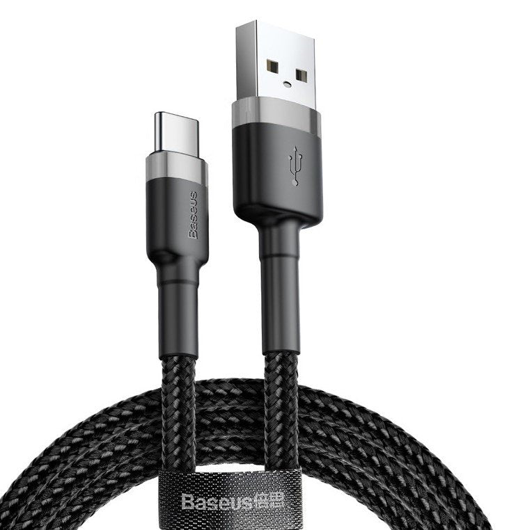 Baseus Cable Type-c Cafule 2A, 3M Gray/Black (CATKLF-UG1)