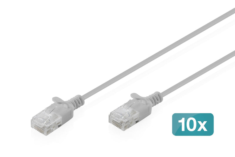 CAT.6 U-UTP Slim Network Cable, 2M, Grey 10 Pcs