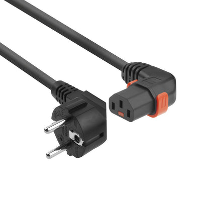 Powercord Schuko Cee 7 Male (angled) - C13 IEC Lock (right Angled) Black 1M, EL446S — image 1