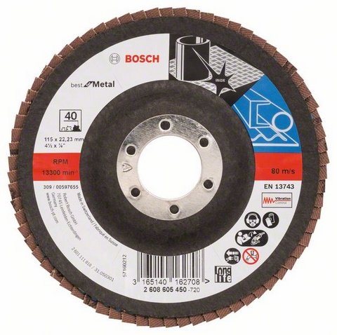 Bosch Drive X571 Best For Metal Ø 115MM, K40 (diámetro Indoor 22,23MM, Recto)