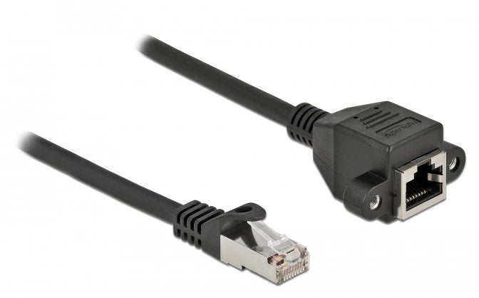 Delock Network Cable Alargador S FTP RJ45 Connector Male a RJ45 Connector Female CAT.6A 5M Black